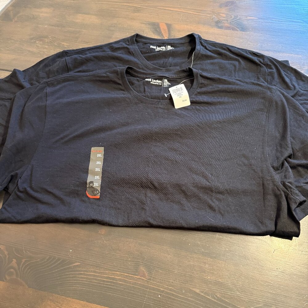 Foot Locker Mens 3XL Black Crew Neck T-Shirt Lot of 2 NWT